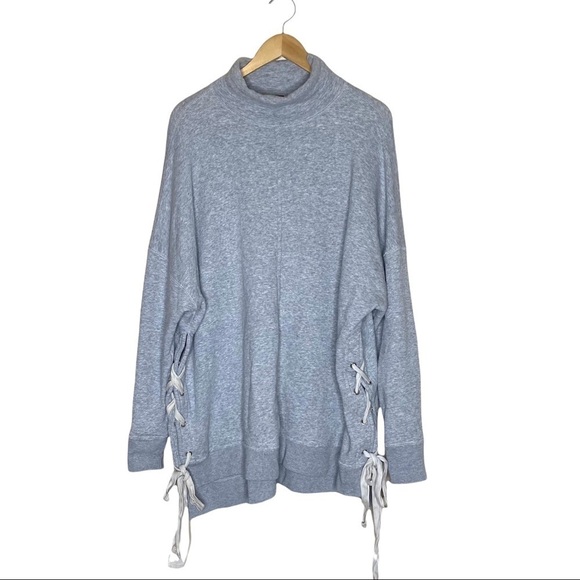 Free People Gray So Plush Lace Up Pullover Sweater - Picture 3 of 7